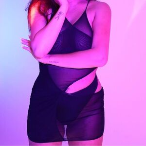 Sheer Black Cut-Out Dress